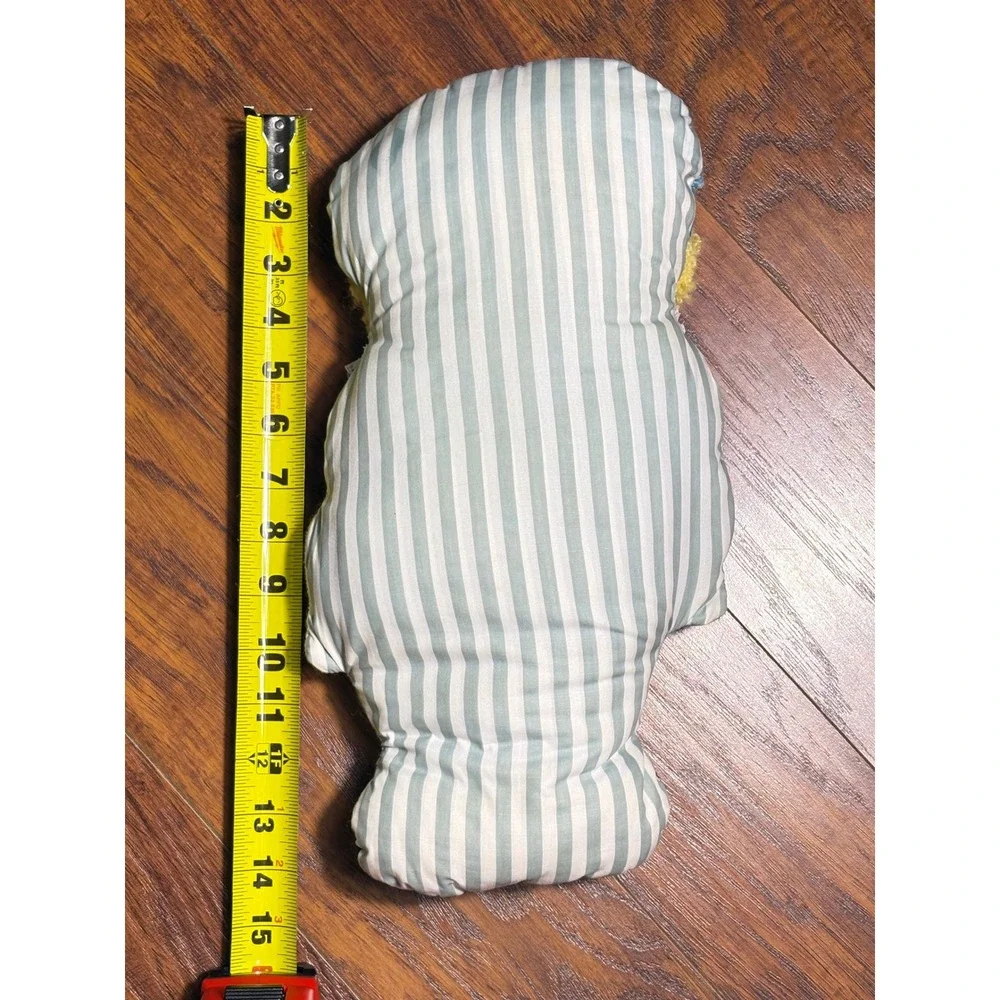 Vintage Handmade Needlepoint Doll Pillow Sunflower Girl Lace Ticking Stripe 13